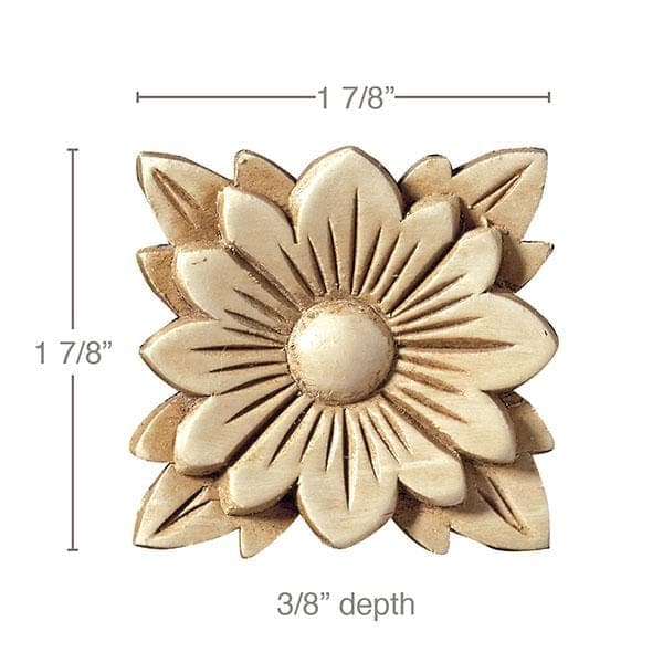 Flower Rosette, 1 7/8''w x 1 7/8''h x 3/8''d, Petite Square (Sold 4 per card)