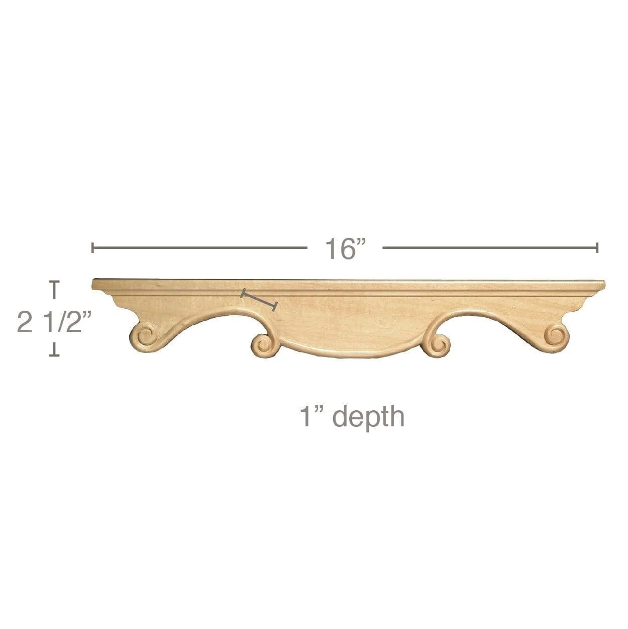 Center Panel, 16"w x 2 1/2"h x 1"d