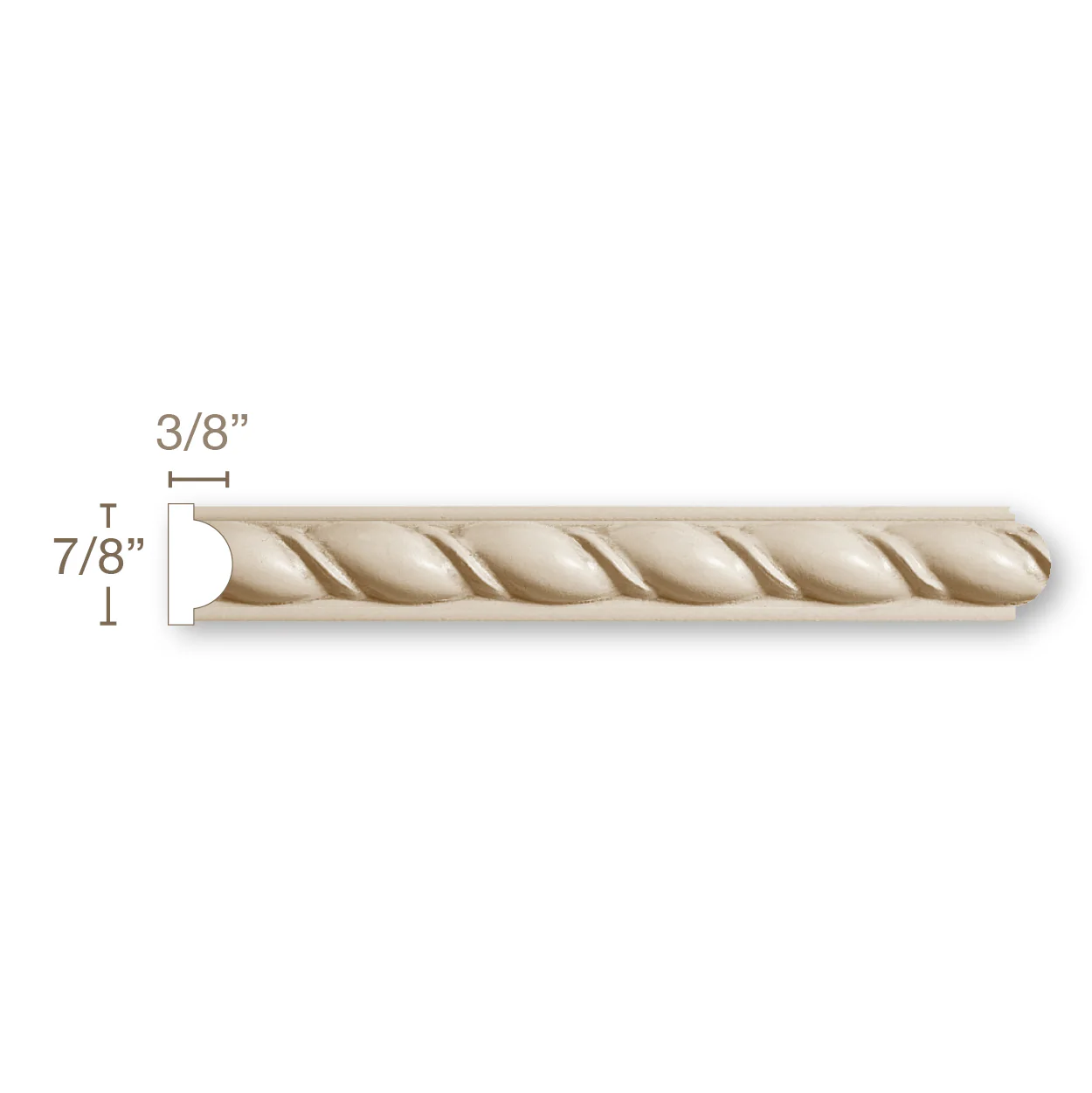 Large Rope Mon Reale, Poplar, 3/8 X 7/8
