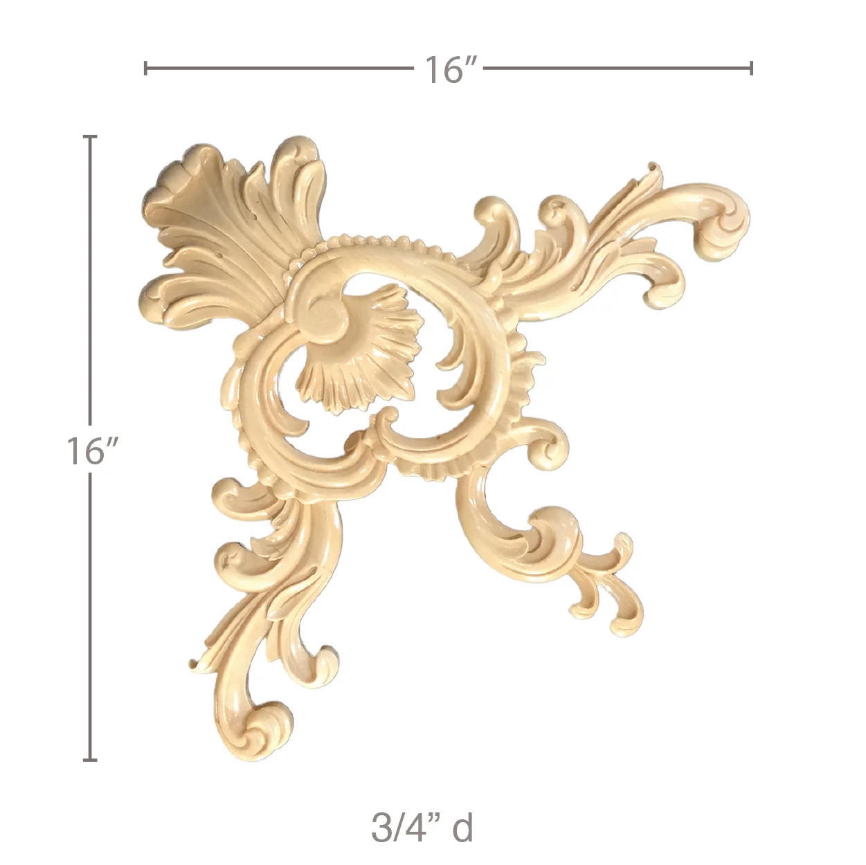 Acanthus Corner, 16" x 16" x 3/4", Ships: In 8 -12 Business Days