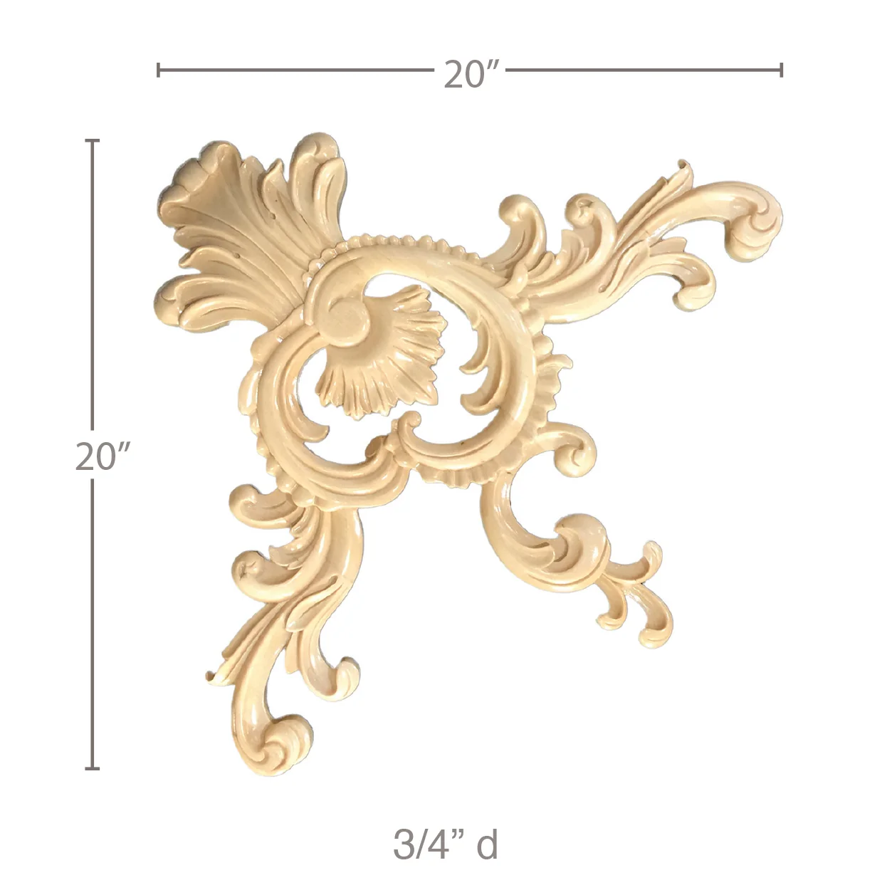 Acanthus Corner, 20" x 20" x 3/4", Resin, Ships: In 8 -12 Business Days