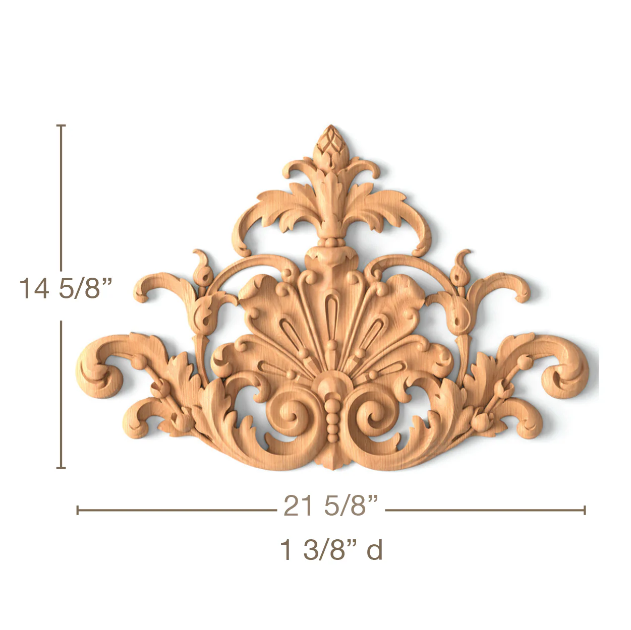 Acanthus Plume Center, 21 5/8"w x 14 5/8"h x 1 3/8"d