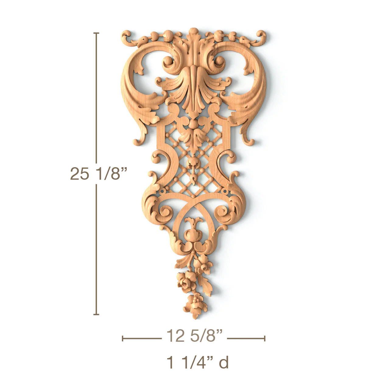 Acanthus Scrolls with Open Fret, 12 5/8"w x 25 1/8"h x 1 1/4"d, SPECIAL ORDER