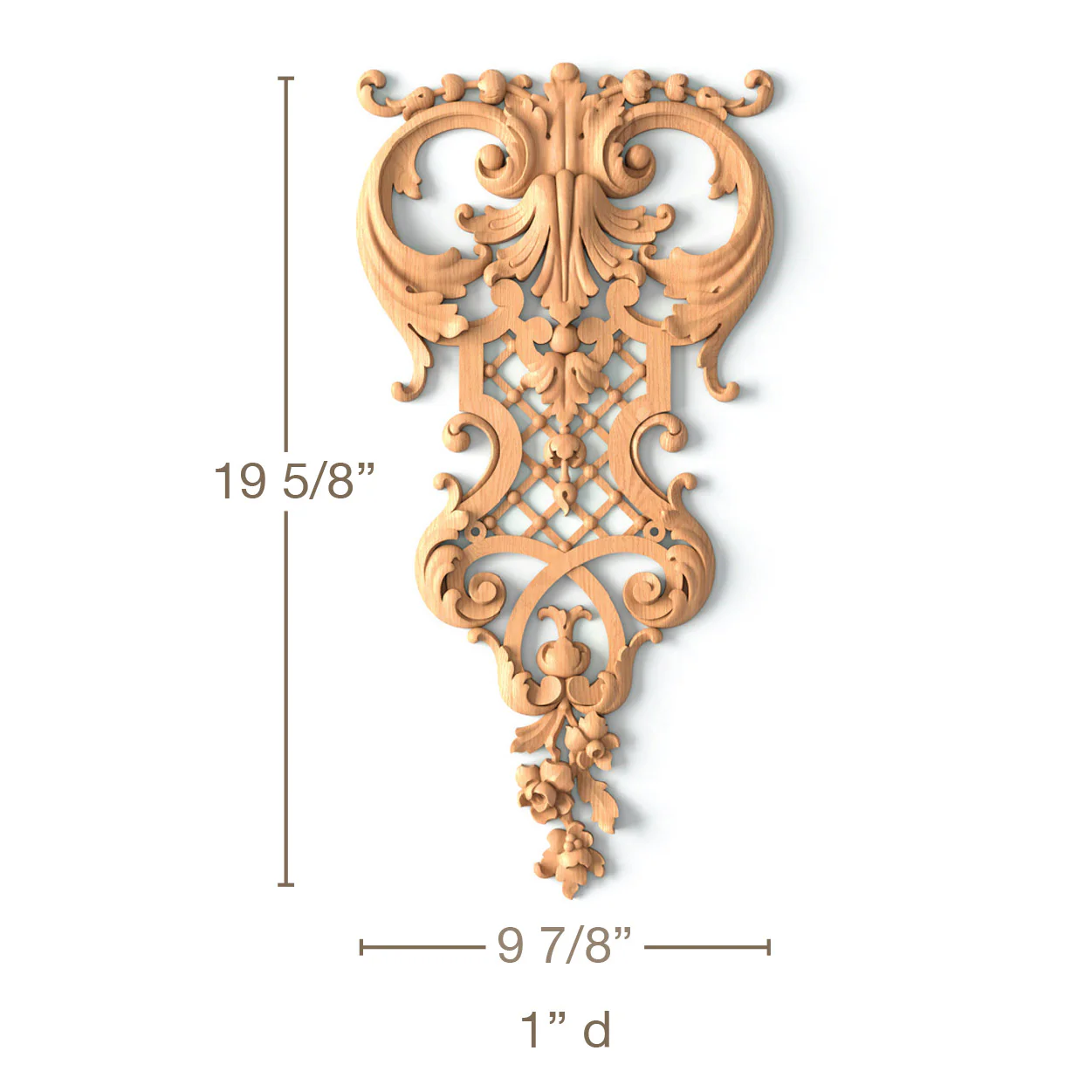 Acanthus Scrolls with Open FretFits CRE716, 9 7/8"w x 19 5/8"h x 1"d