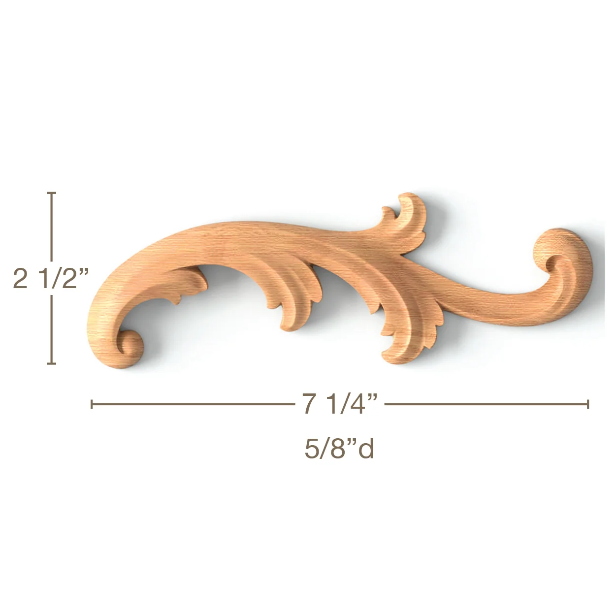Acanthus Scrolls, Left & Right Pair, 7 1/4"w x 2 1/2"h x 5/8"d - Image 3