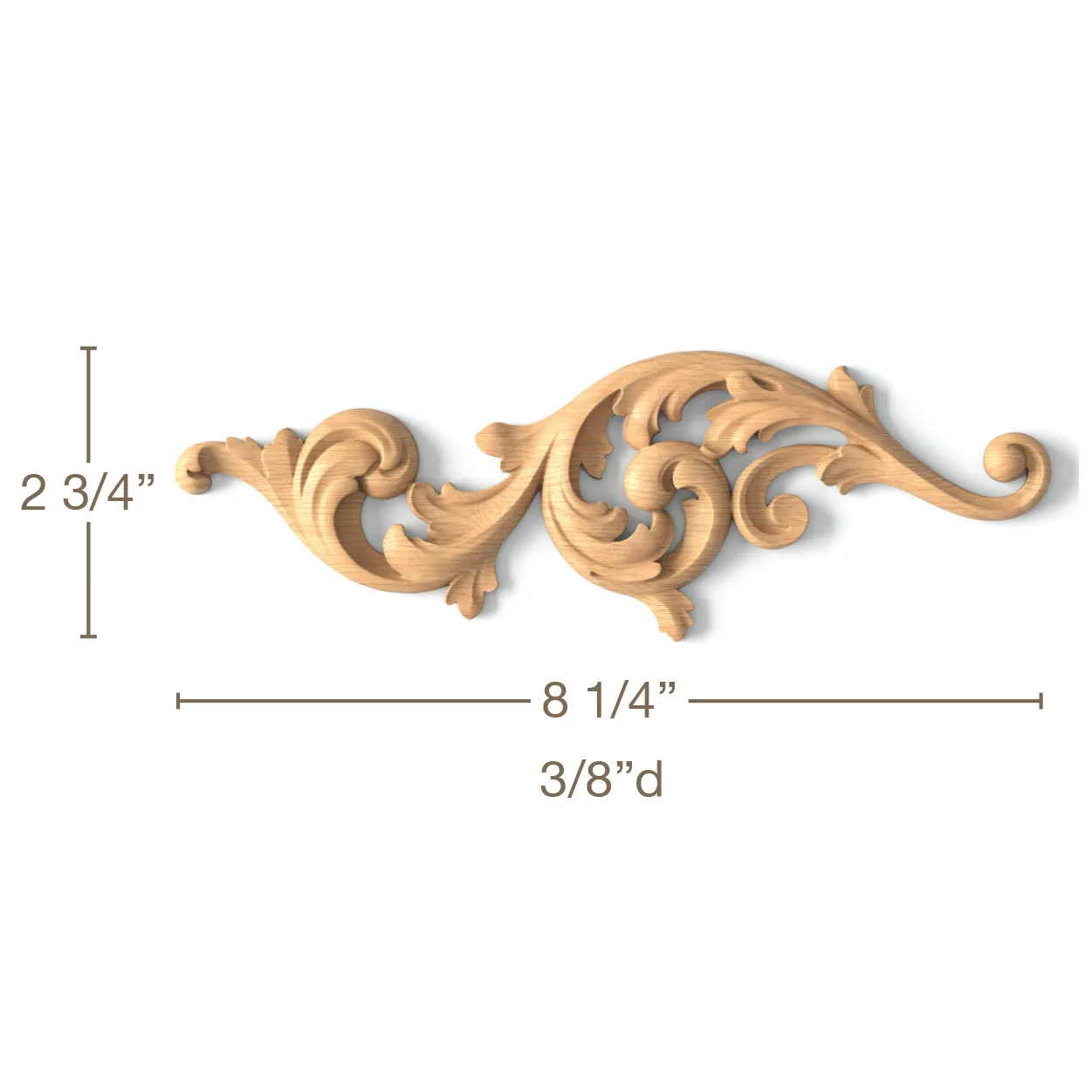 Acanthus Scrolls, Left & Right Pair,8 1/4"w x 2 3/4"h x 3/8"d - Image 2