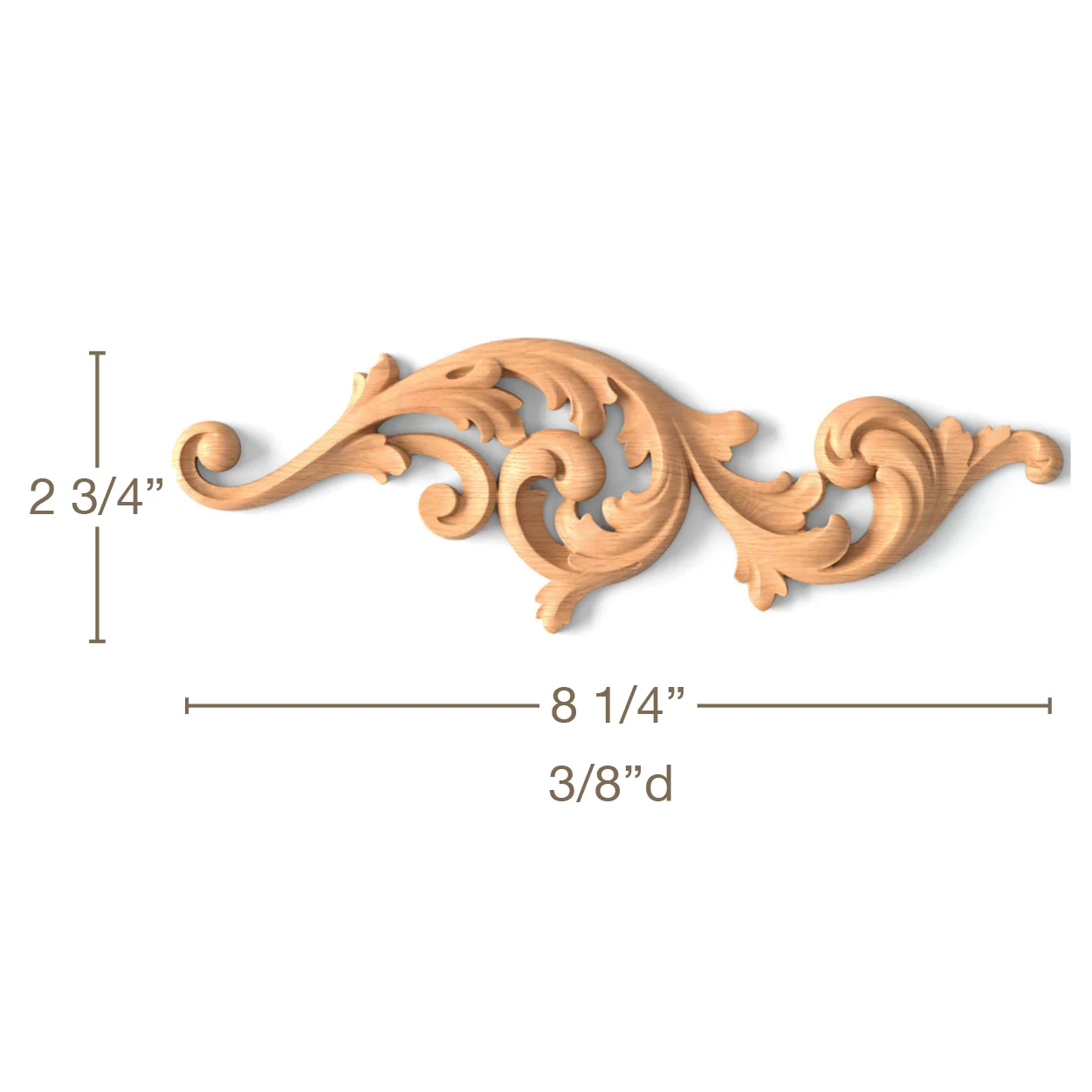 Acanthus Scrolls, Left & Right Pair,8 1/4"w x 2 3/4"h x 3/8"d - Image 3