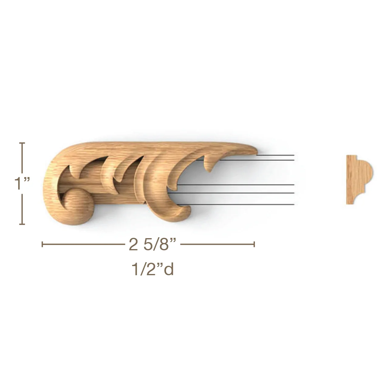 Acanthus Tip Closed, 2 LH and 2 RH, 2 5/8"w x 1"h x 1/2"d