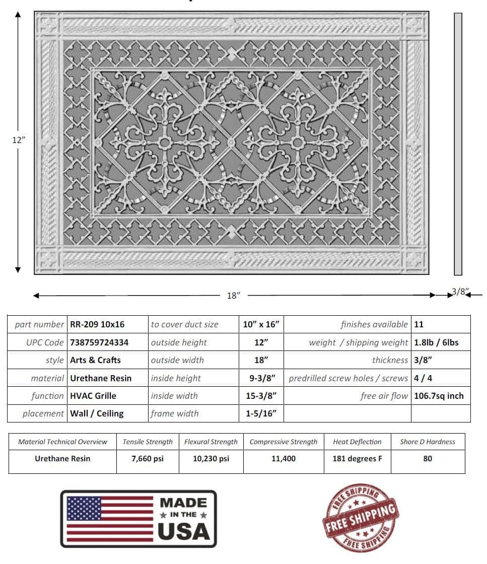 Arts and Crafts Grille for Duct Size of 10"- Please allow 1-2 weeks. - Image 4