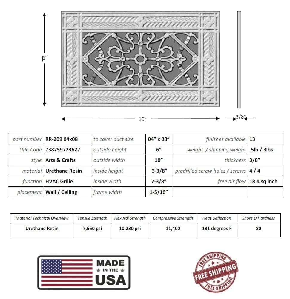 Arts and Crafts Grille for Duct Size of 4"- Please allow 1-2 weeks. - Image 11