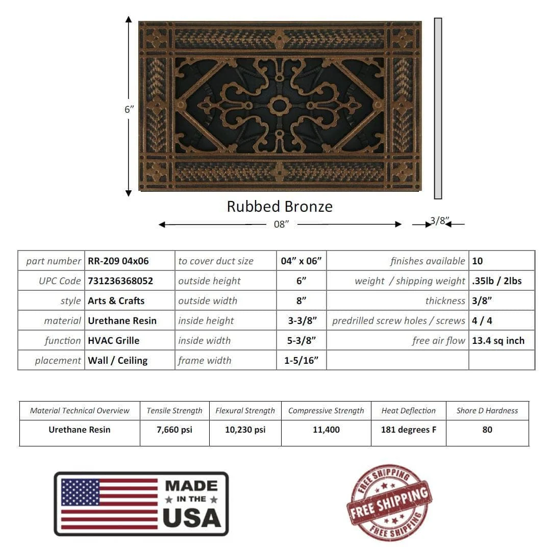 Arts and Crafts Grille for Duct Size of 4"- Please allow 1-2 weeks. - Image 9