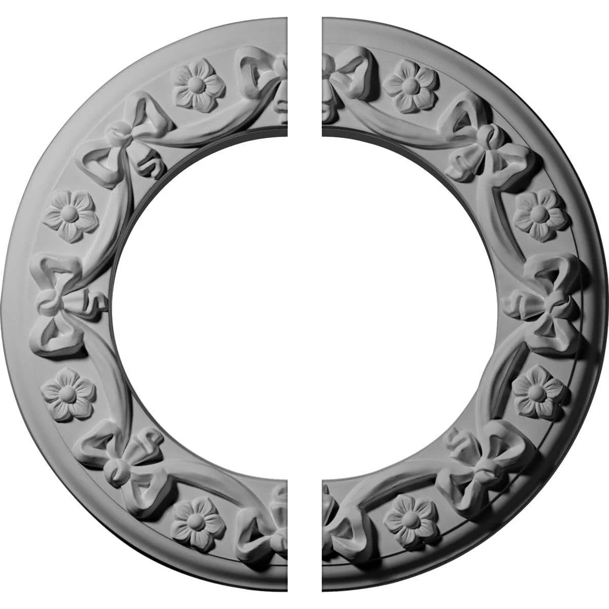 Bow Ceiling Medallion, Two Piece (Fits Canopies up to 7 1/2")12 1/4"OD x 7 1/2"ID x 7/8"P