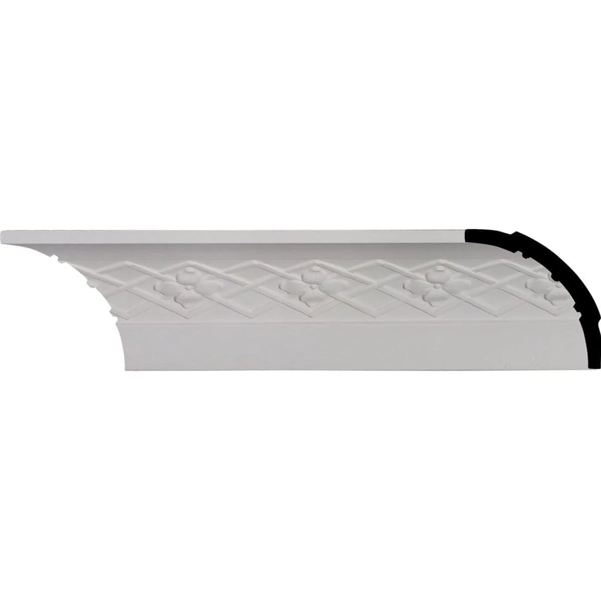 Brightton Crown Moulding, 3 1/2"H x 3 1/2"P x 5"F x 94 1/2"L, (3 3/4" Repeat)