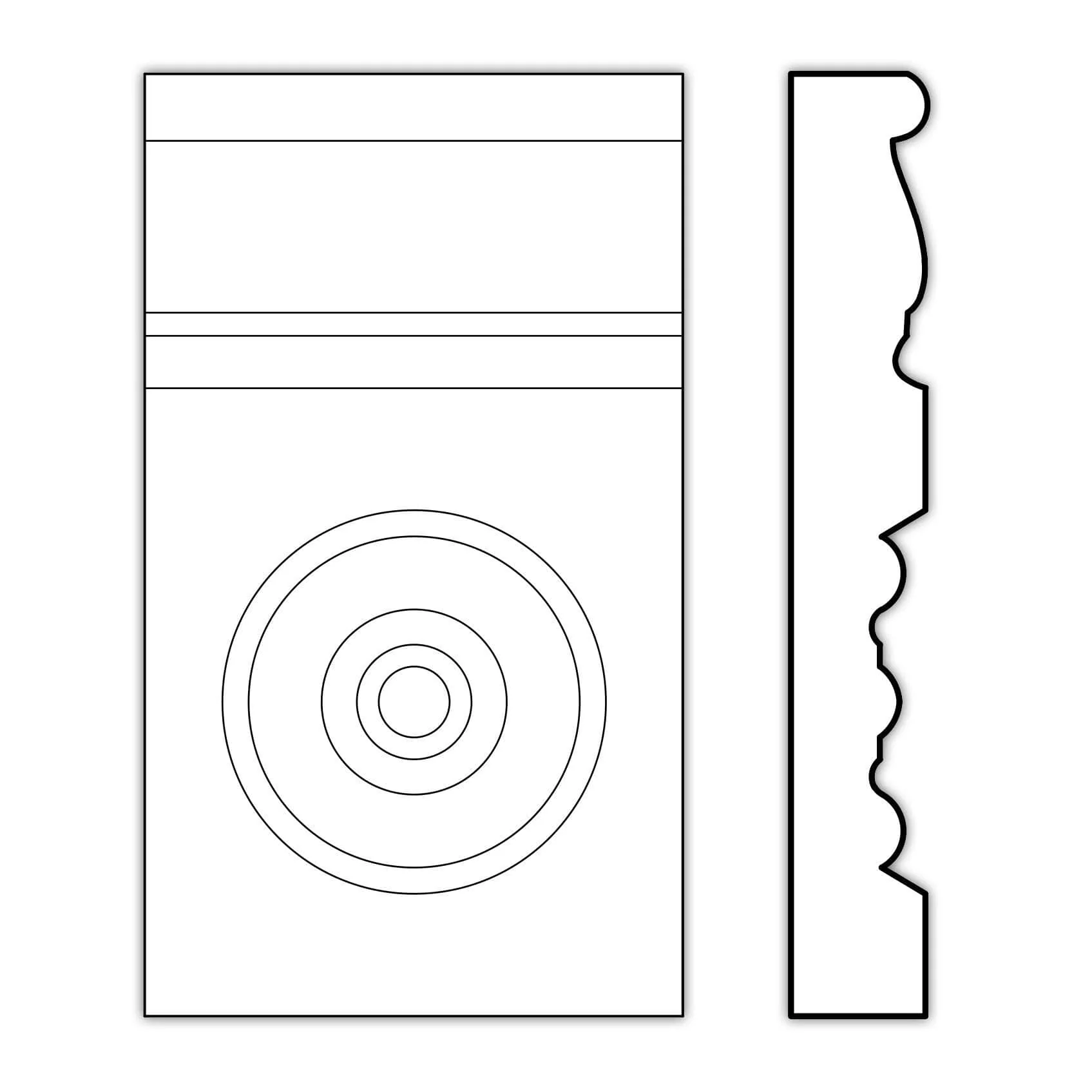 Bullseye Plynth Block , 4 1/2''w x 7"h x 1"d