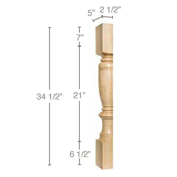 Carved Dromborg Column Half, 5"w x 34 1/2"h x 2 1/2"d, 1 Pair