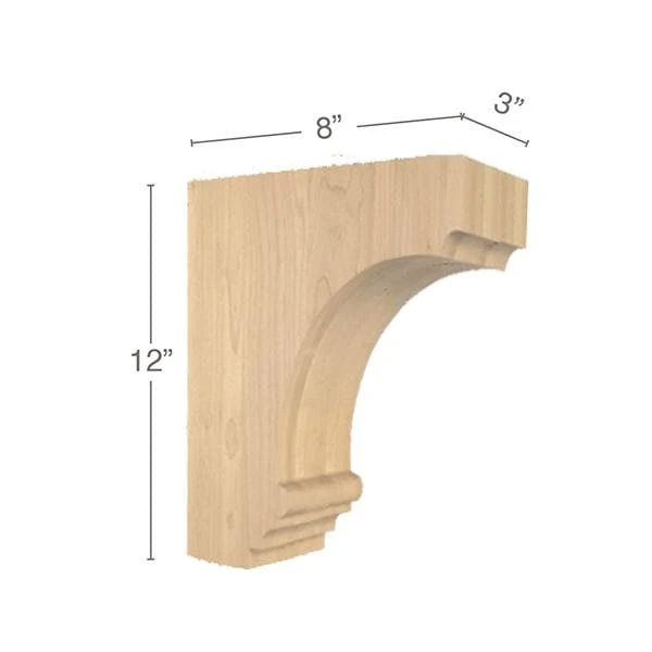 Cavetto Large Bar Bracket, 3"w x 12"h x 8"d