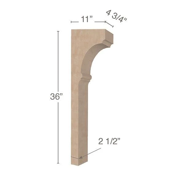 Cavetto Trim To Fit Corbel - Low Profile, 4 3/4"w x 36"h x 11"d