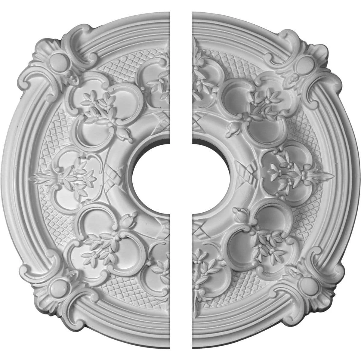 Ceiling Medallion, Two Piece (Fits Canopies up to 3 3/4")17 3/8"OD x 3 1/2"ID x 1 3/4"P