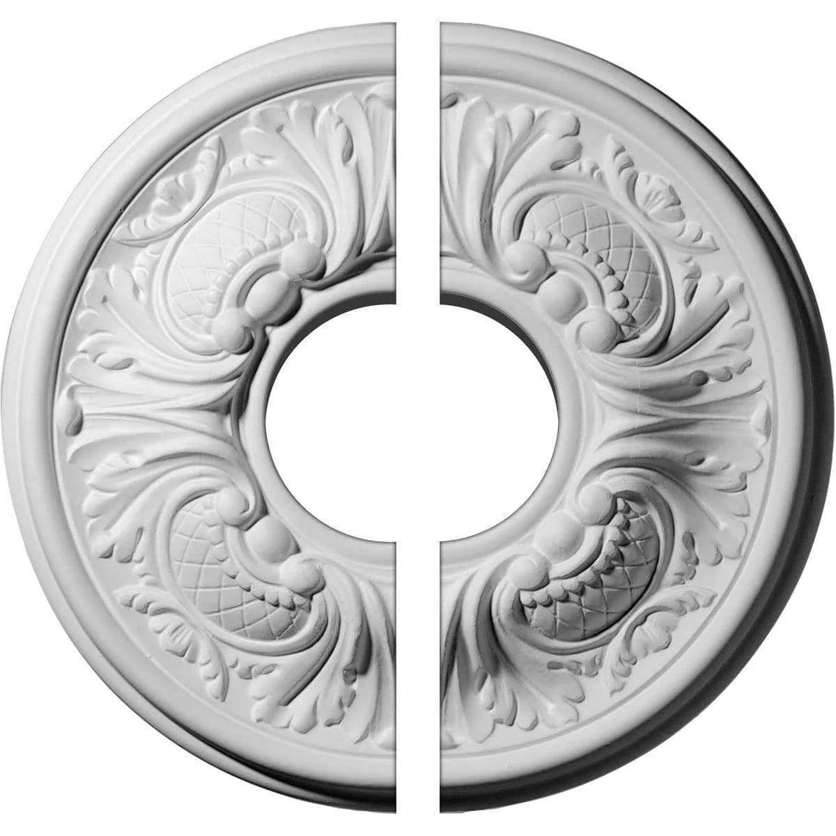 Ceiling Medallion, Two Piece (Fits Canopies up to 3 5/8")11 3/4"OD x 3 1/2"ID x 1 1/4"P