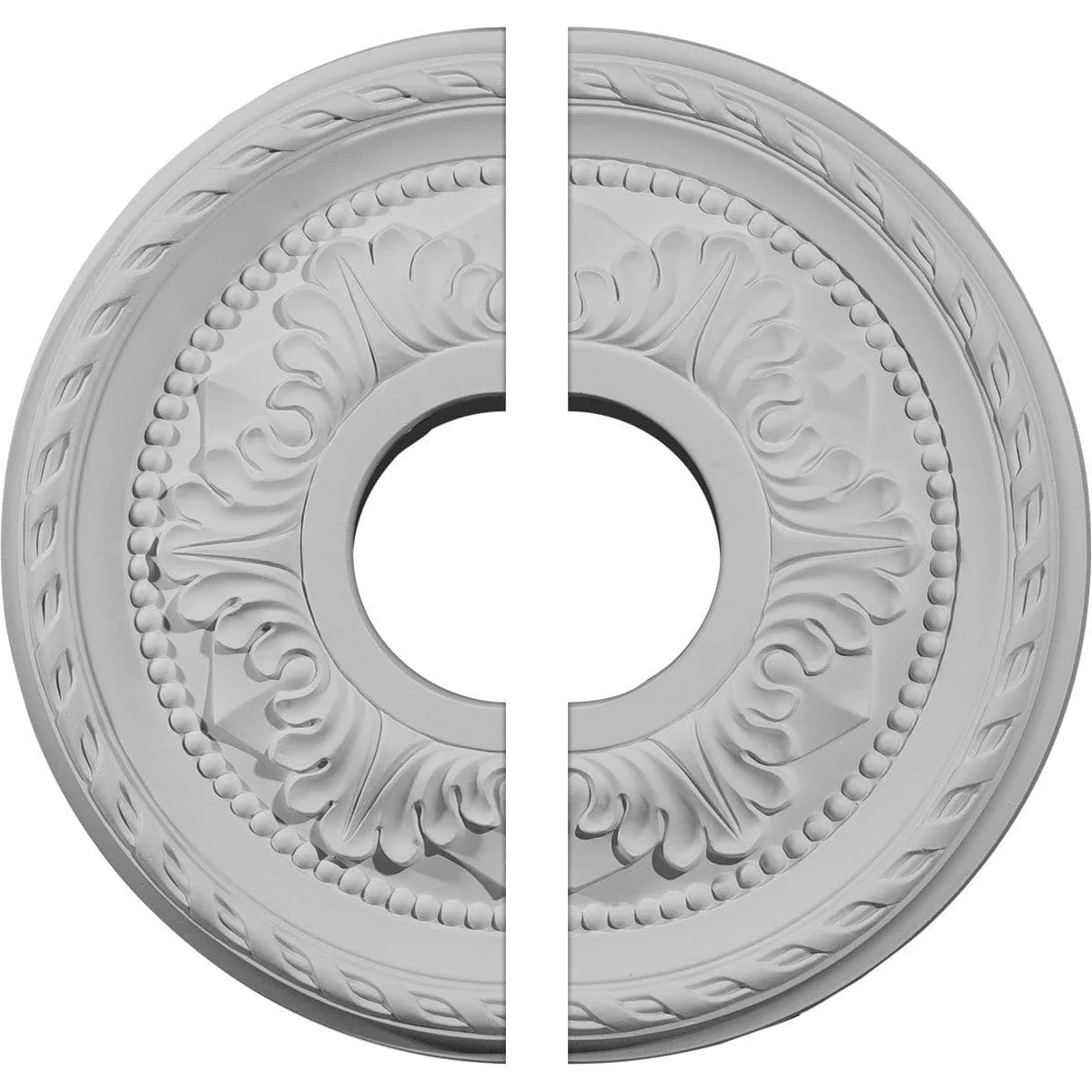 Ceiling Medallion, Two Piece (Fits Canopies up to 4 7/8")12 1/8"OD x 3 1/2"ID x 1"P