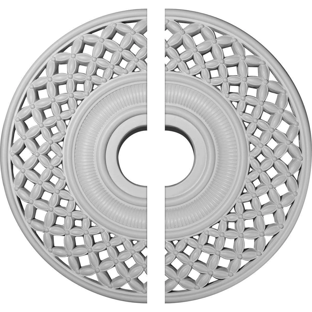 Ceiling Medallion, Two Piece (Fits Canopies up to 6 1/4")22 1/4"OD x 4 3/4"ID x 1 1/4"P