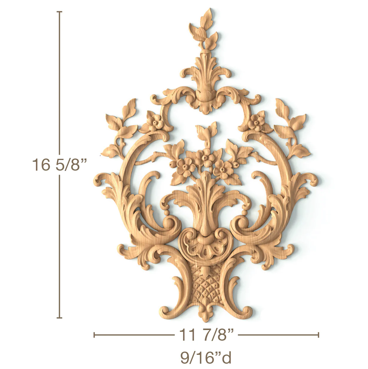 Center with Florals, 11 7/8"w x 16 5/8"h x 9/16"d
