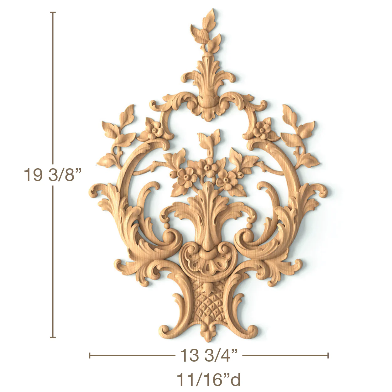 Center with Florals, 13 3/4"w x 19 3/8"h x 11/16"d, SPECIAL ORDER