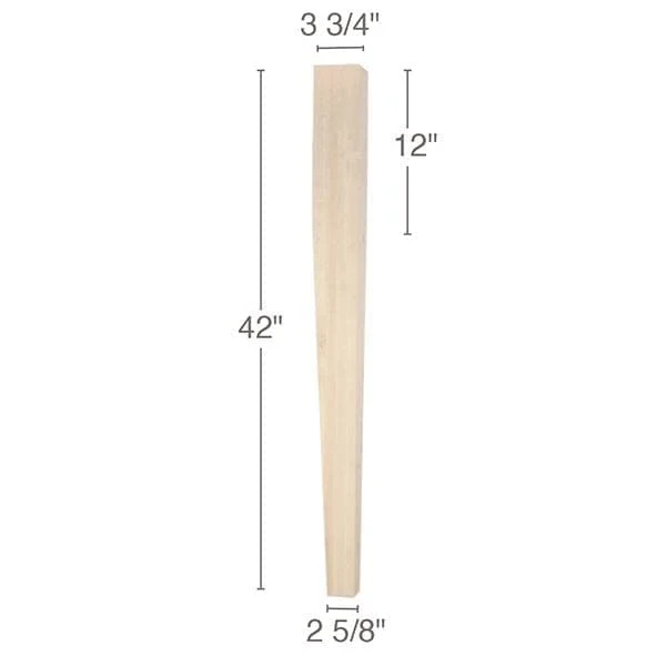 Contemporary 2 Sided Tapered Bar Column, 3 3/4"Â w x 42"h x 3 3/4"d