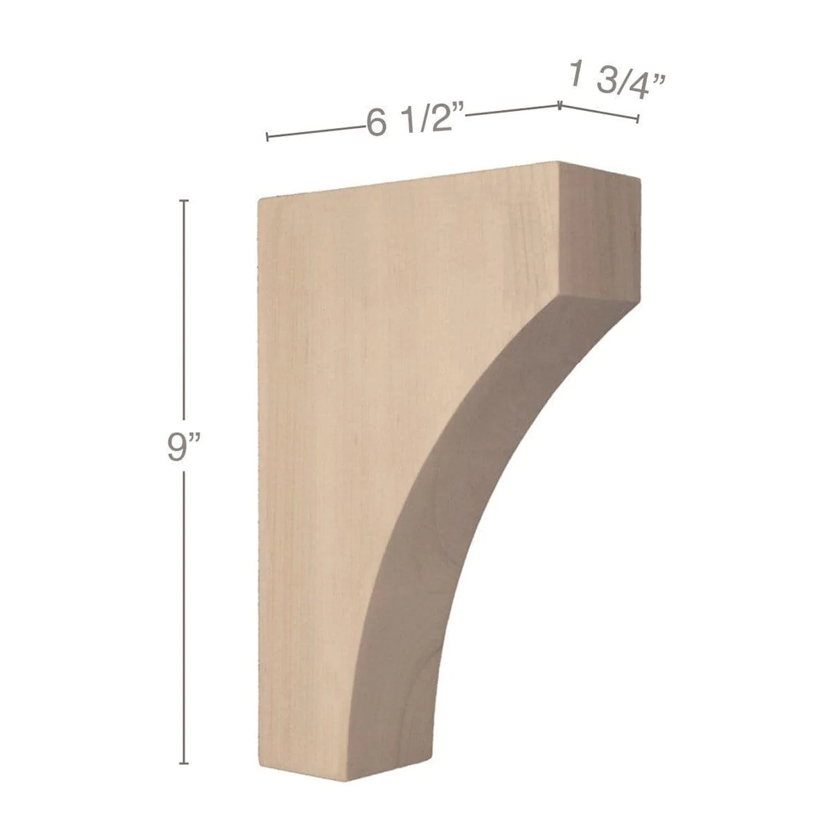 Contemporary Medium Bar Bracket Corbel, 1 3/4"w x 9"h x 6 1/2"d