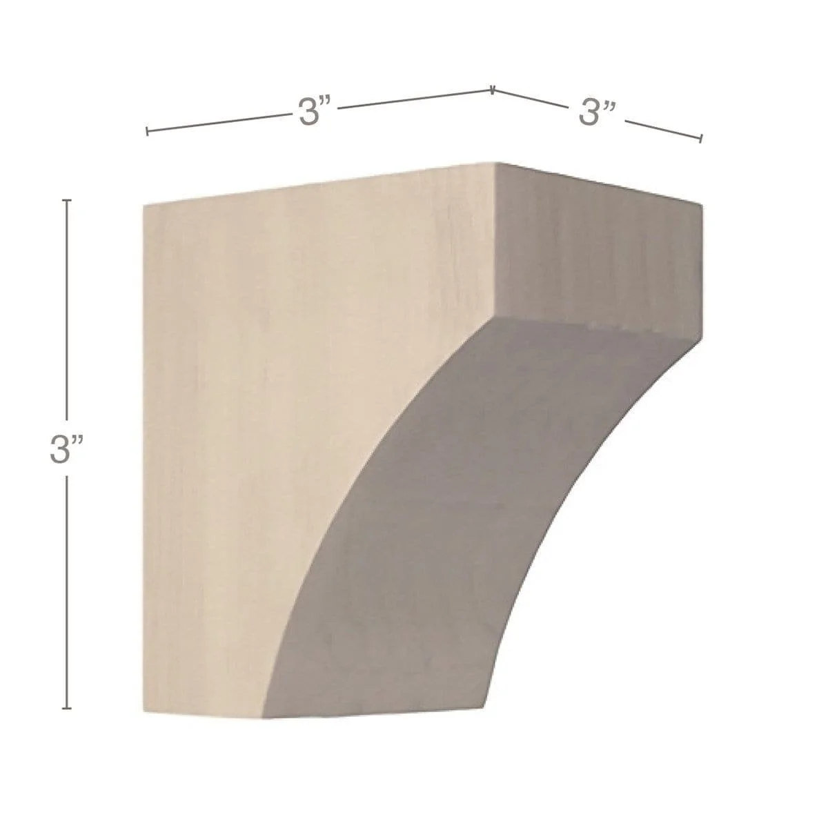 Contemporary Petite Bar Bracket Corbel, 3"w x 3"h x 3"d