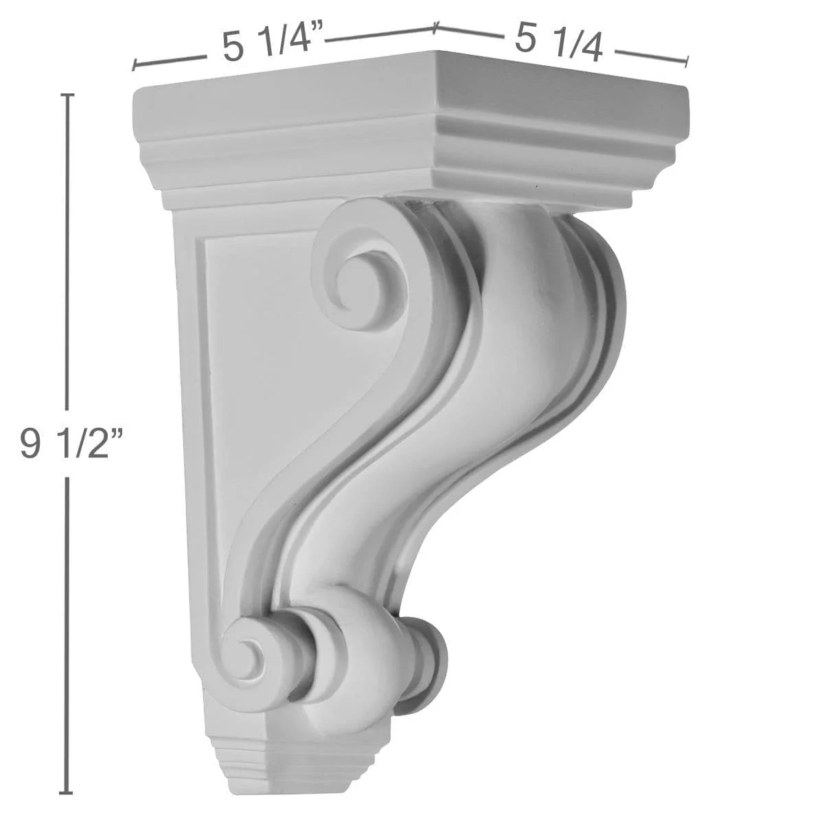 Corbel, 5 1/4"W x 5 1/4"D x 9 1/2"H