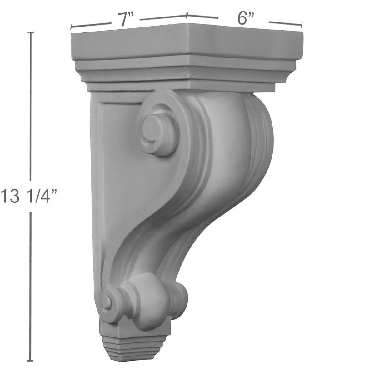 Corbel, 6"W x 7"D x 13 1/4"H