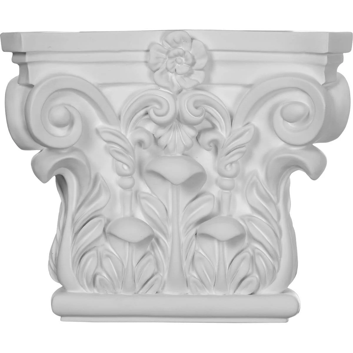 Corinthian Capital (Fits Pilasters up to 5 5/8"W x 3/4"D), 8 5/8"W x 7 1/4"H