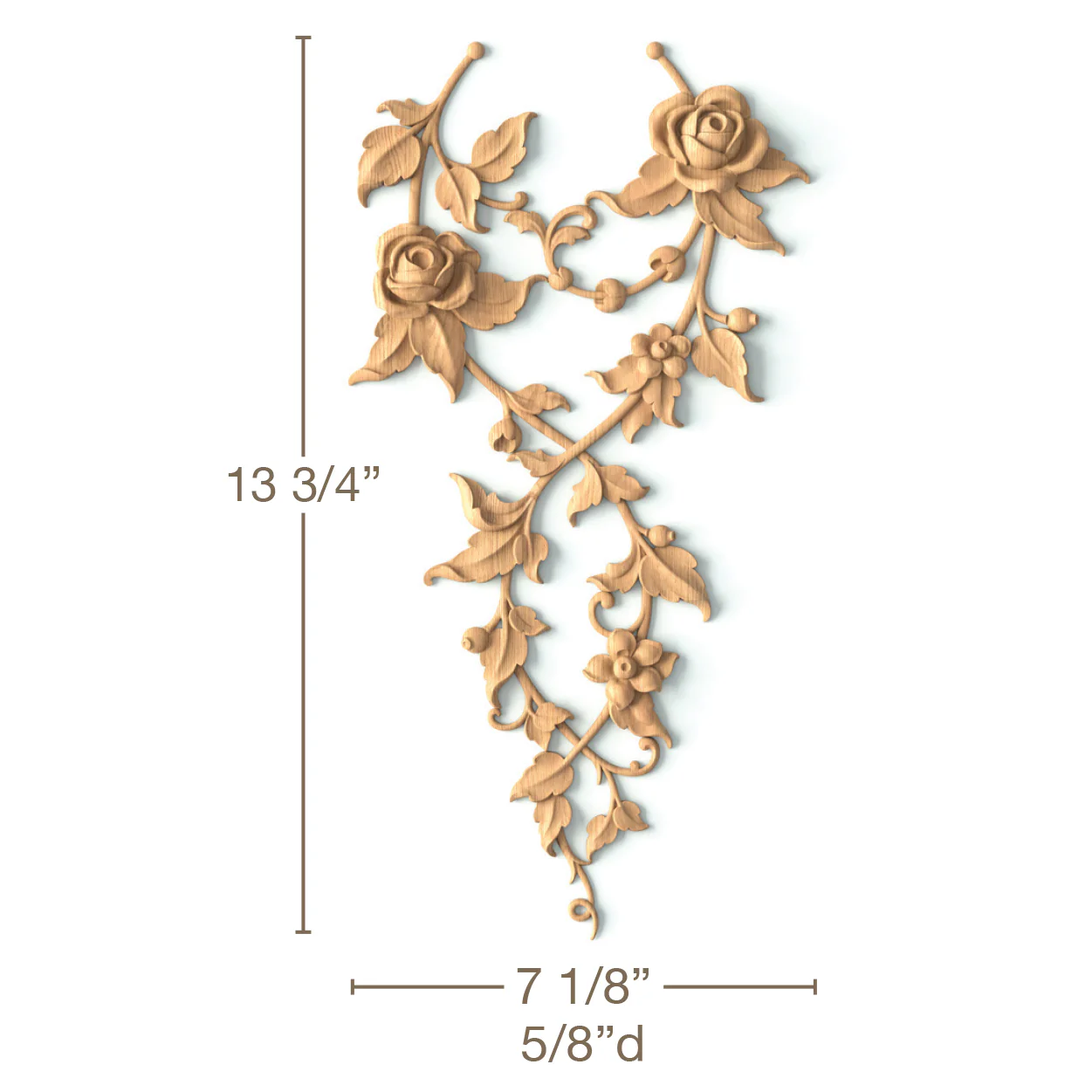 Double Rose Drop, 7 1/8"w x 13 3/4"h x 5/8"d
