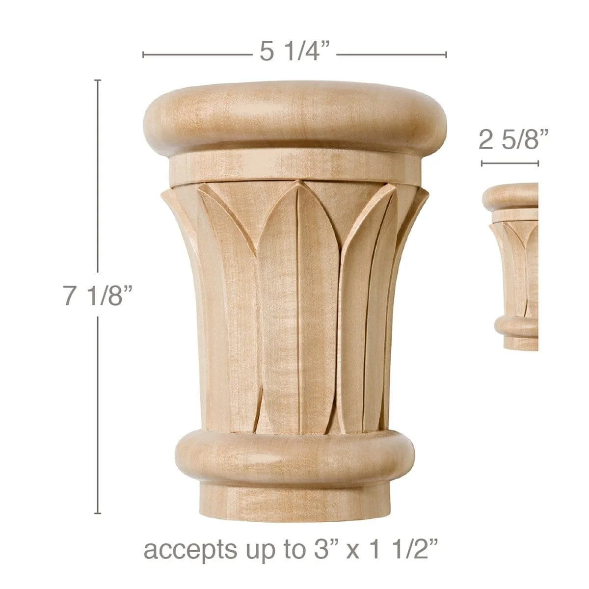 Extra Large Papyrus Capital, 5 1/4"w x 7 1/8"h x 2 5/8"d, (accepts up to 3"w x 1 1/2"d)