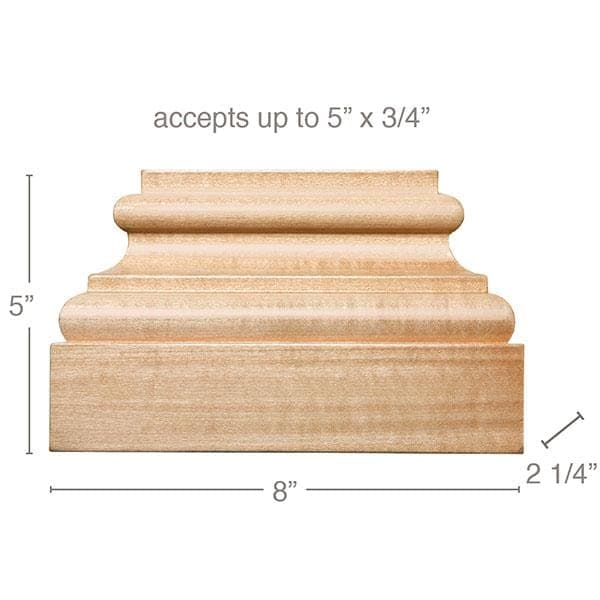 Extra Large Square Plynth, 8"w x 5"h x 2 1/4"d, (accepts up to 5"w x 3/4"d)
