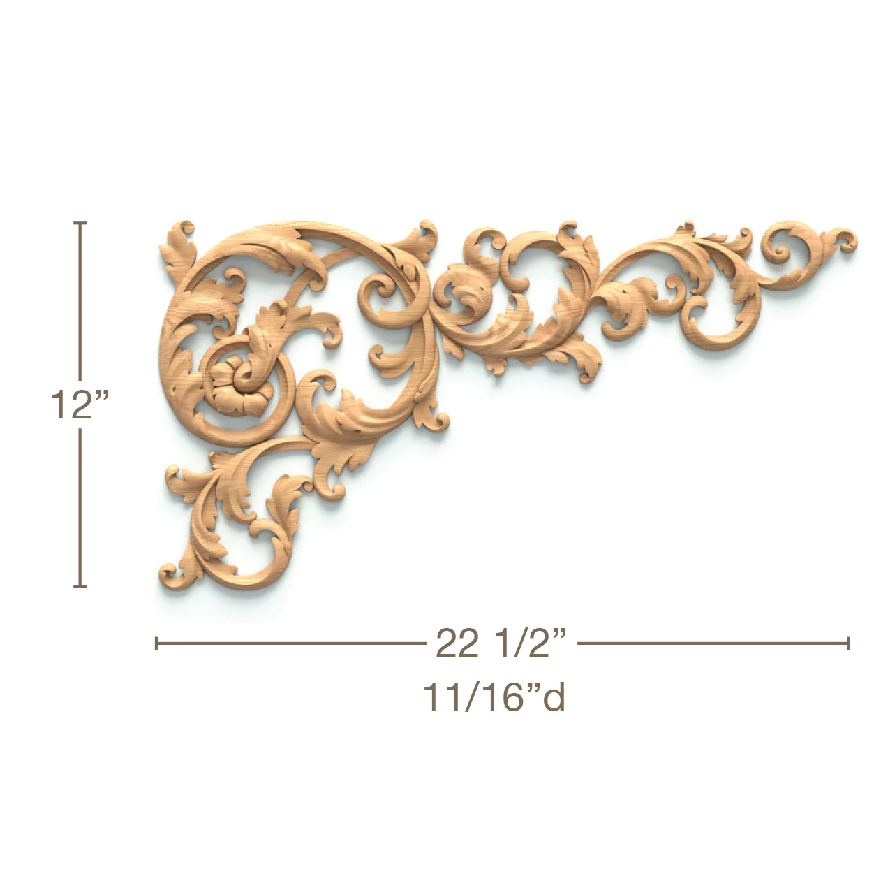 Filigree Acanthus Scrolls Pair, 22 1/2"w x 12"h x 11/16"d