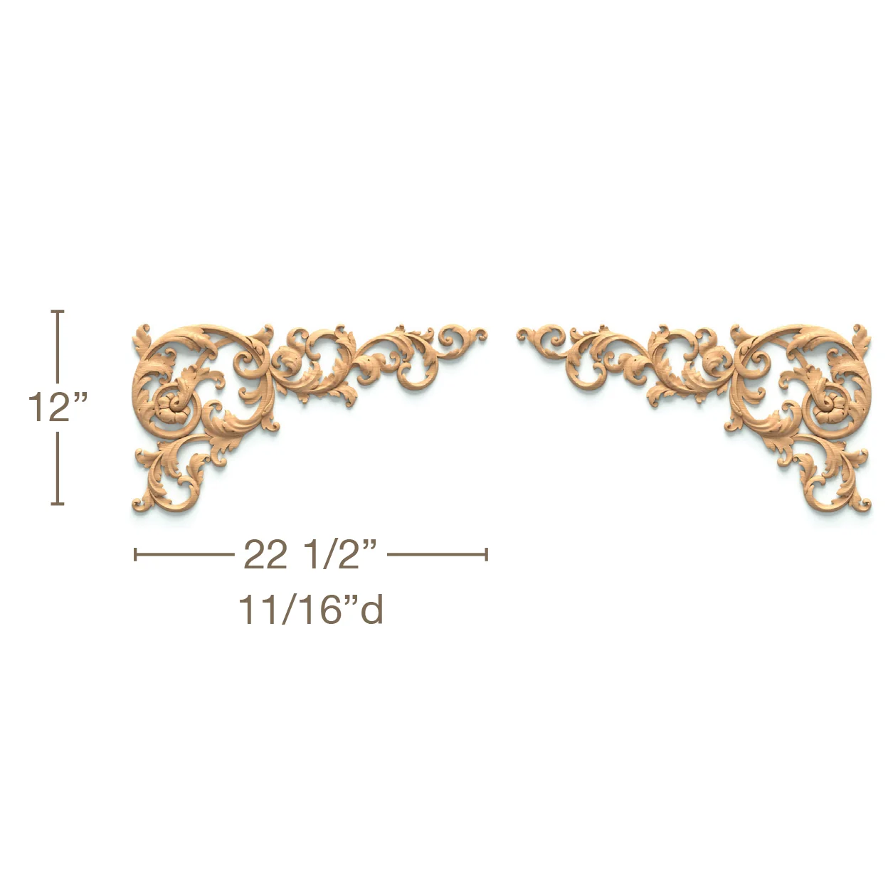 Filigree Acanthus Scrolls Pair, 22 1/2"w x 12"h x 11/16"d - Image 2