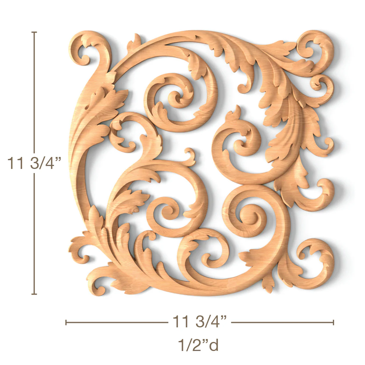 Filigree Scrolling Acanthus, Left & Right Pair, 11 3/4"w x 11 3/4"h x 1/2"d
