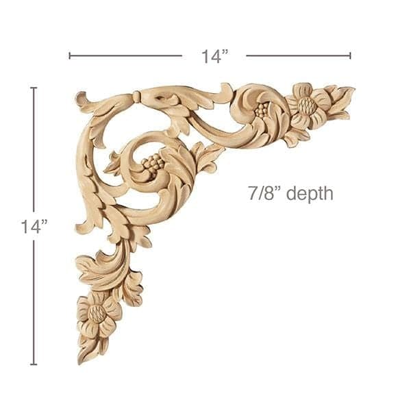 Floral Acanthus Scrolls (Sold left and right per card), 14''w x 14''h x 7/8''d