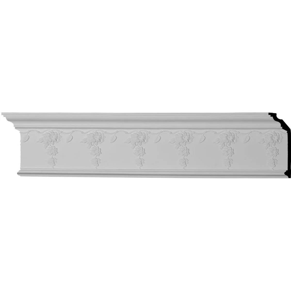 Flower Drop Crown Moulding, 7 1/2"H x 3 1/8"P x 8 1/8"F x 94 1/2"L