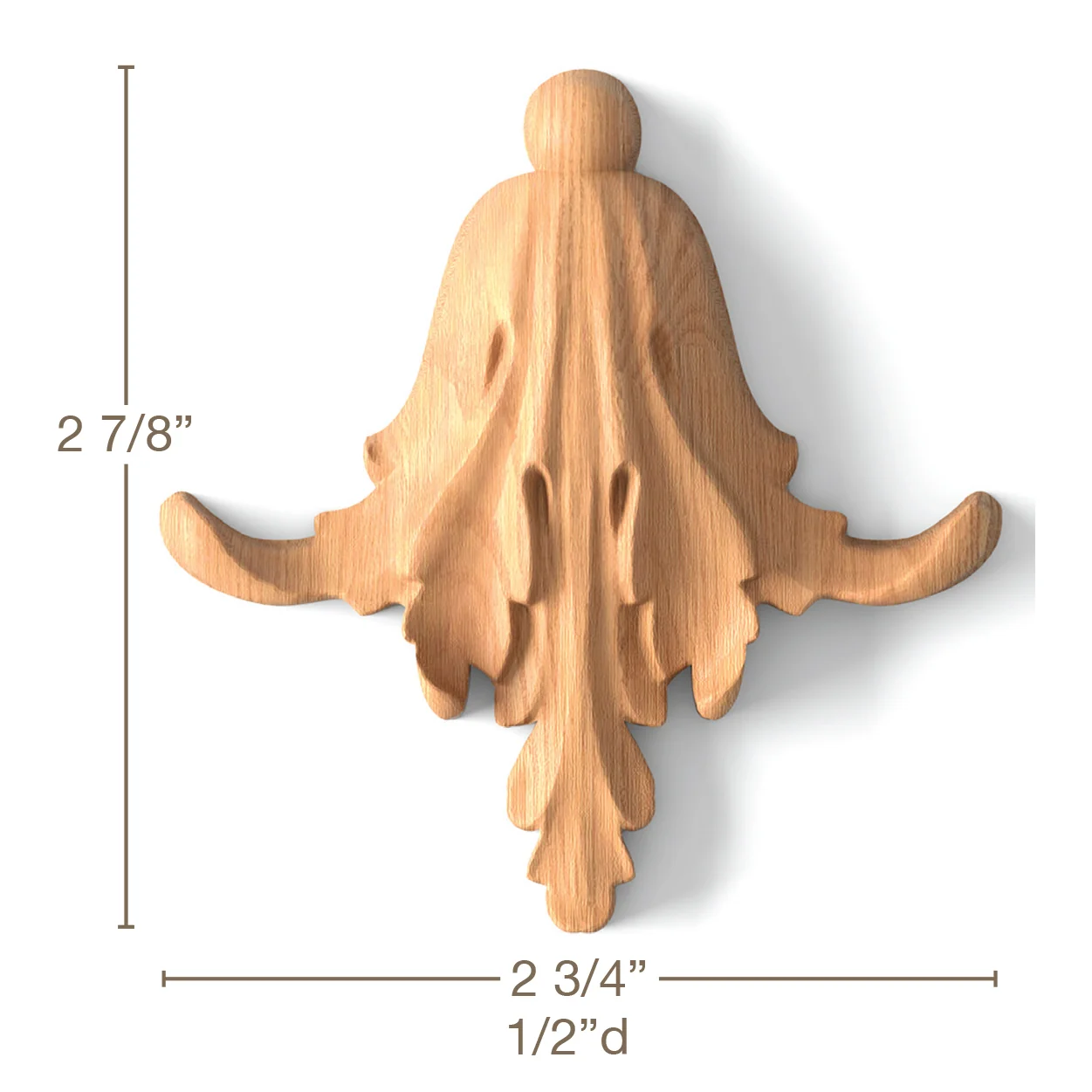 Folded Acanthus Leaf DropSet of 4, 2 3/4"w x 2 7/8"h x 1/2"d