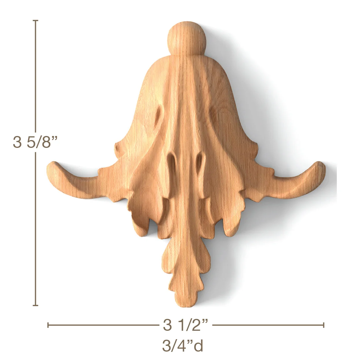 Folded Acanthus Leaf DropSet of 4, 3 1/2"w x 3 5/8"h x 3/4"d