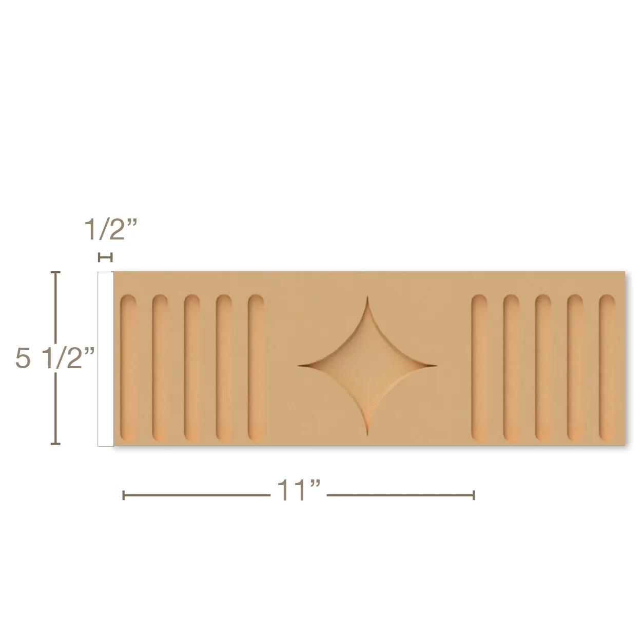 Footed Fluted  Repeats 11"  1/2"d x 5 1/2"w x 8'long