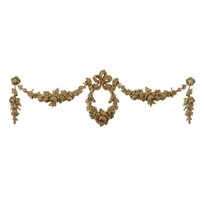 French Renaissance Floral Wreath With Swag, 27 3/4"w x 9"h x 1/2"d, Made To Order, Minimum Order Amount $300