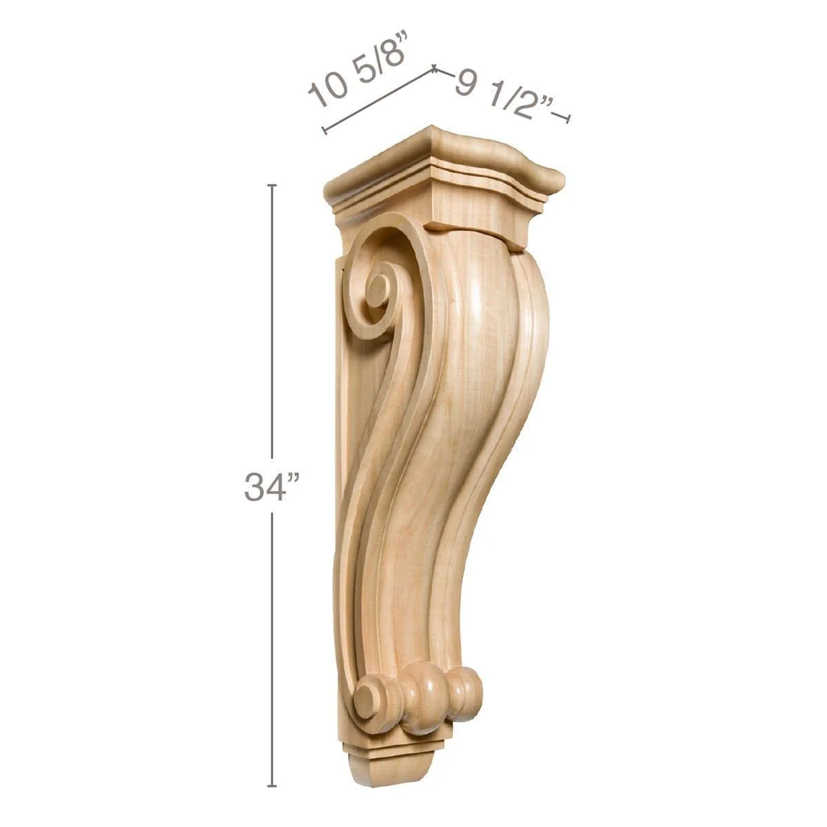Grand Traditional Corbel, 9 1/2"w x 34"h x 10 5/8"d