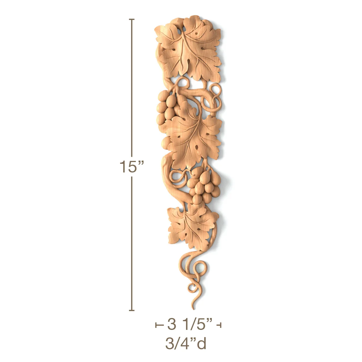 Vineyard Drop Pair, 3 1/5"w x 15"h x 3/4"d, SPECIAL ORDER (3-6 Weeks)