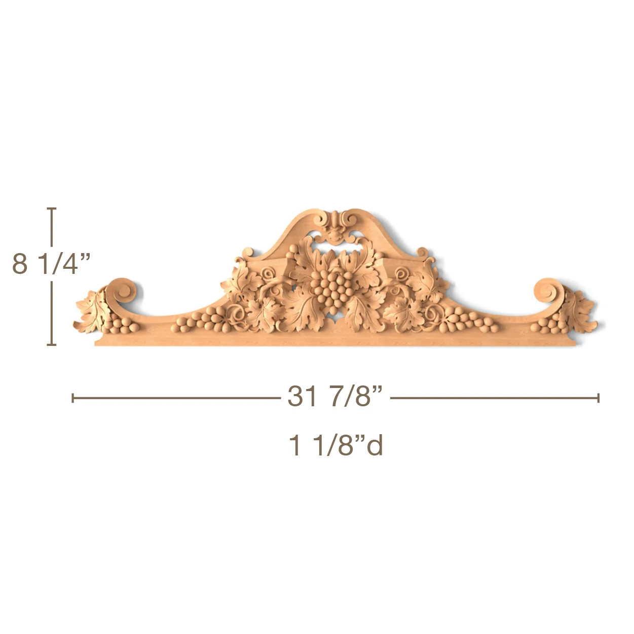 Grape Pediment, 31 7/8"w x 8 1/4"h x 1 1/8"d, SPECIAL ORDER (3-6 Weeks)