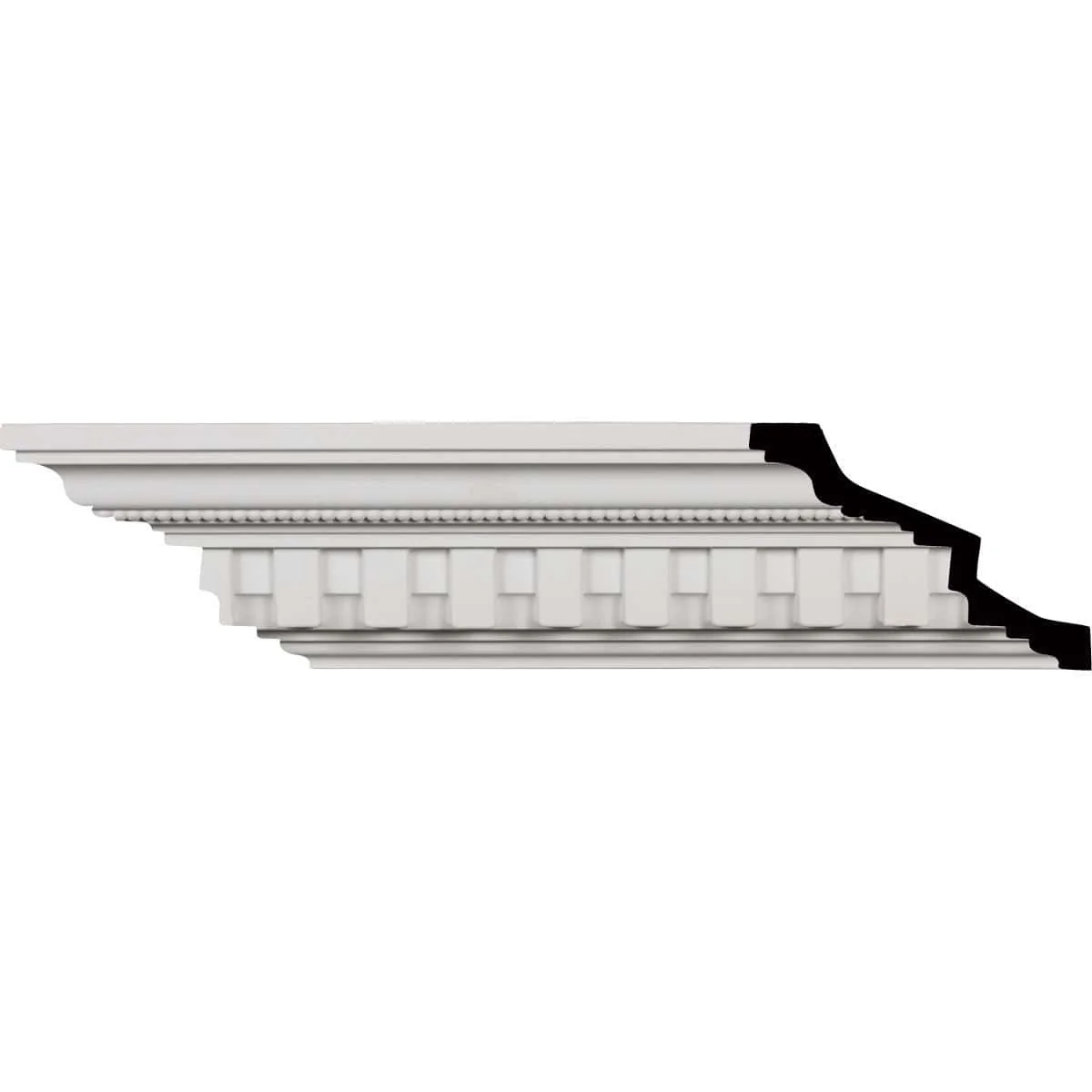 Kepler Dentil with Bead Crown Moulding, 4"H x 3 7/8"P x 5 1/2"F x 94 1/2"L