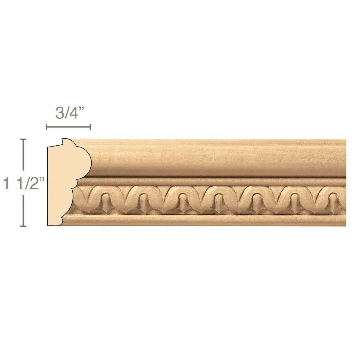 Lamb's Tongue Lipping Panel Mould (Lips 1/4 to 1/2), 1 1/2''w x 3/4''d x 8' length, Resin is priced per 8' length